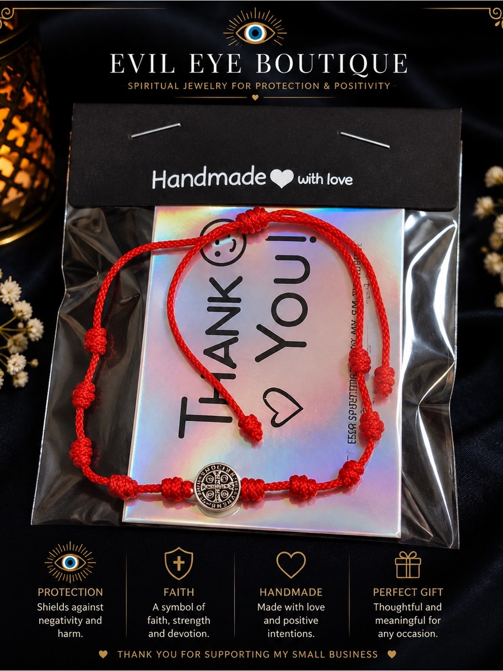 ✝️Red Handmade Protection Bracelet St Benedict✝️
